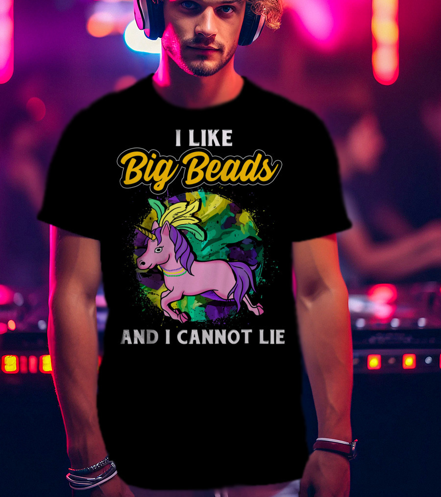 I Like Big Beads And I Cannot Lie Kids Funny Mardi Gras Pink And Pur T-Shirt