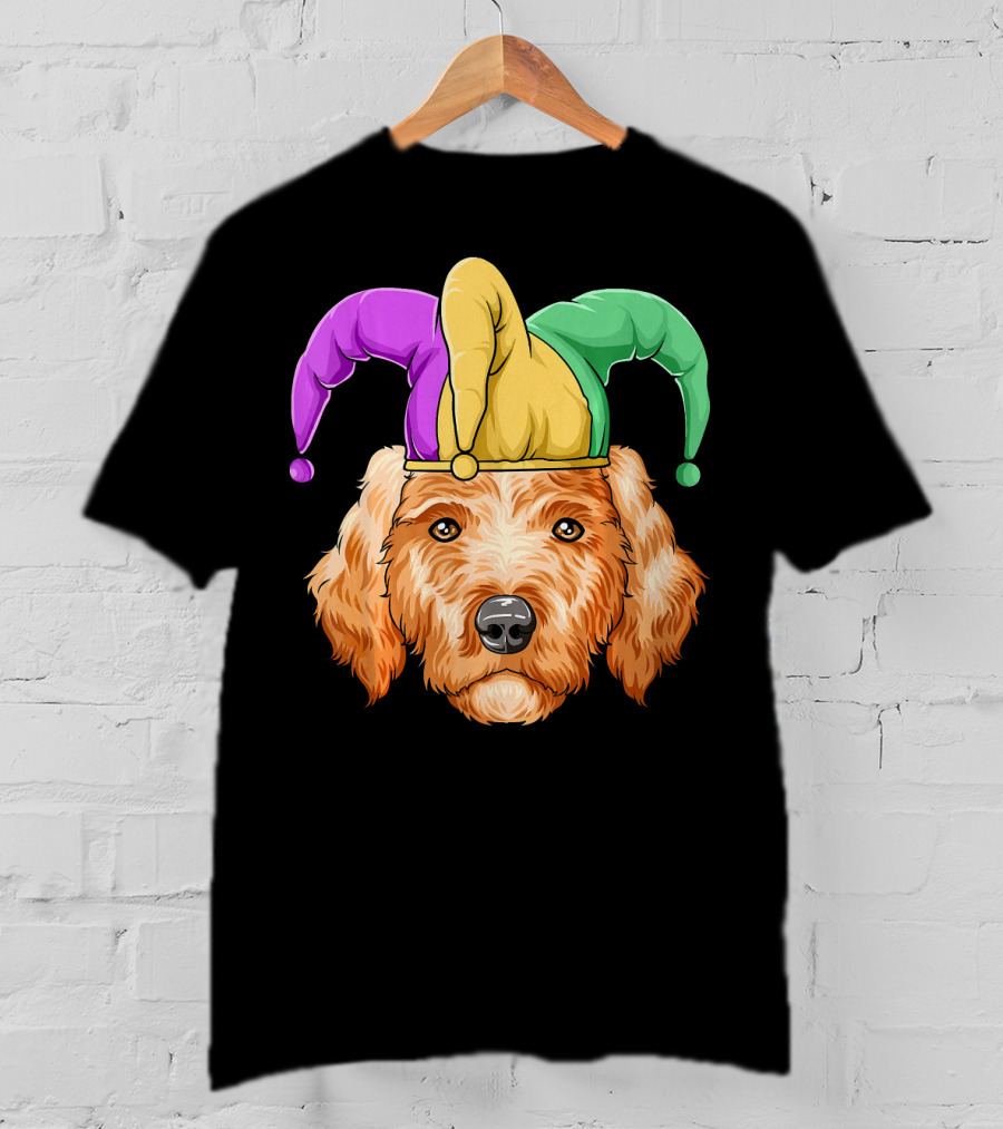 Mardi Gras Goldendoodle Jester Hat Carnival Dog Gol T-Shirt