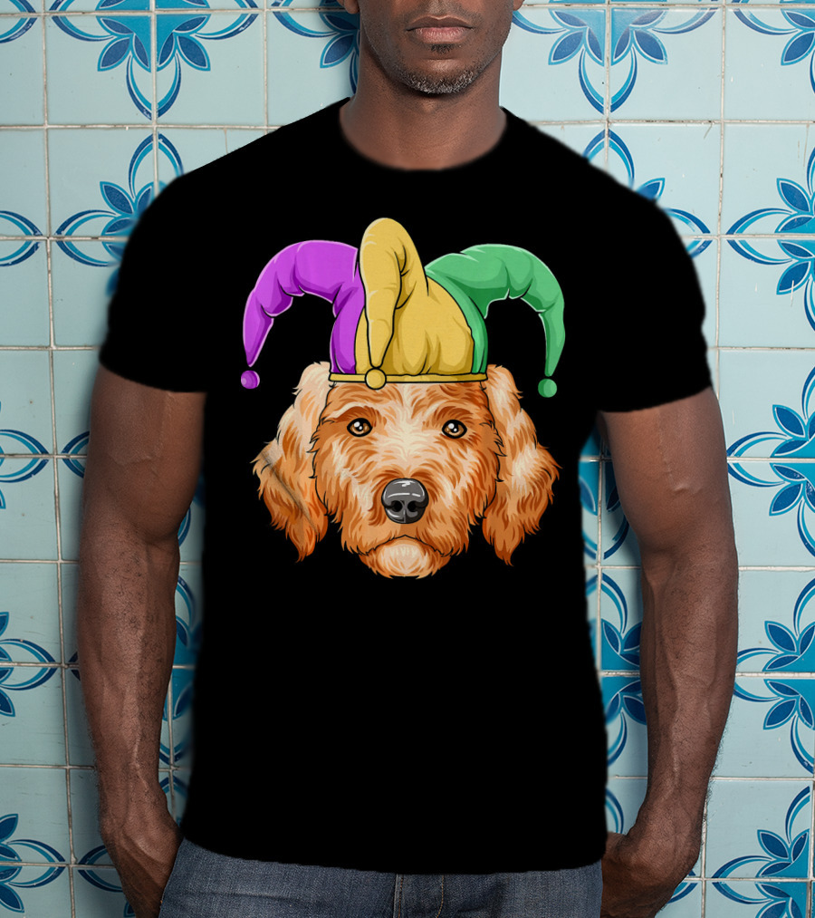 Mardi Gras Goldendoodle Jester Hat Carnival Dog Gol T-Shirt