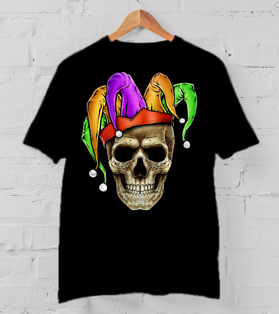 Skull Mardi Gras Jester Joker Carnival Hat T-Shirt