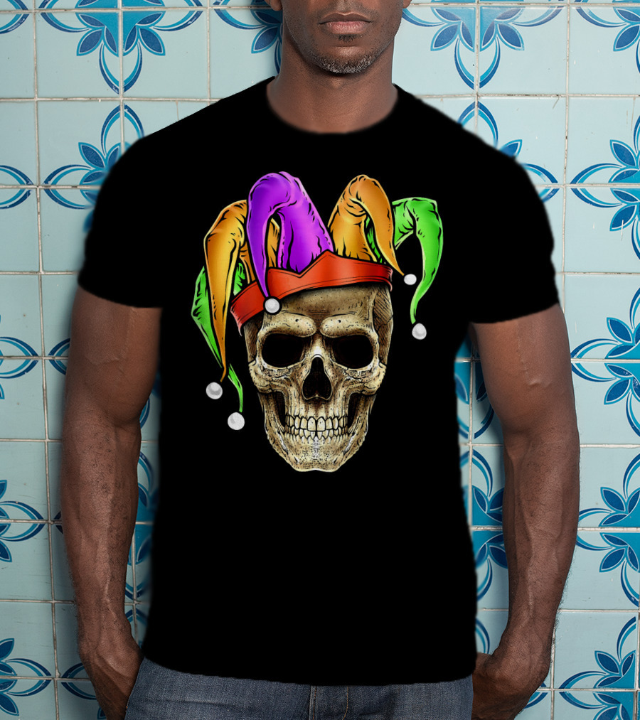 Skull Mardi Gras Jester Joker Carnival Hat T-Shirt