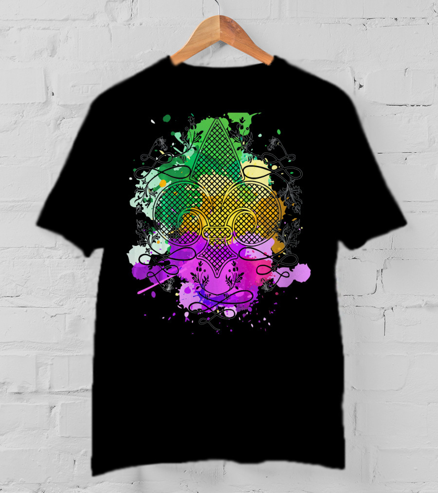 Fleur De Lis Mardi Gras Carnival Colors T-Shirt