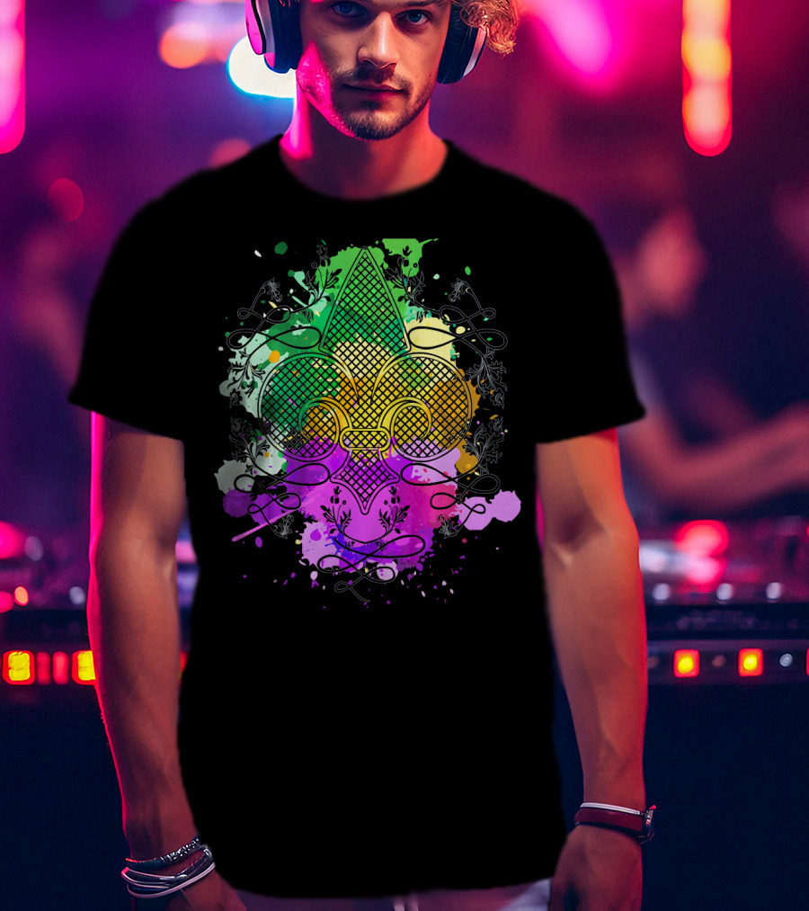 Fleur De Lis Mardi Gras Carnival Colors T-Shirt