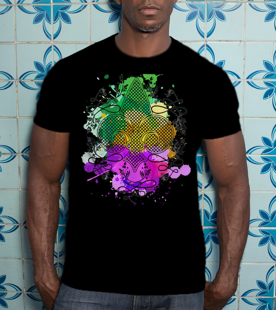 Fleur De Lis Mardi Gras Carnival Colors T-Shirt