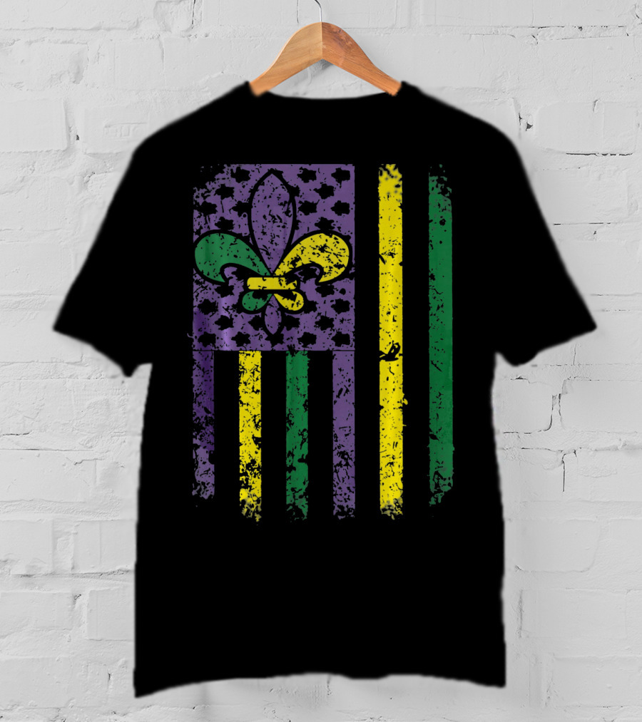 Mardi Gras Flag Fleur-de-Lis New Orleans T-Shirt