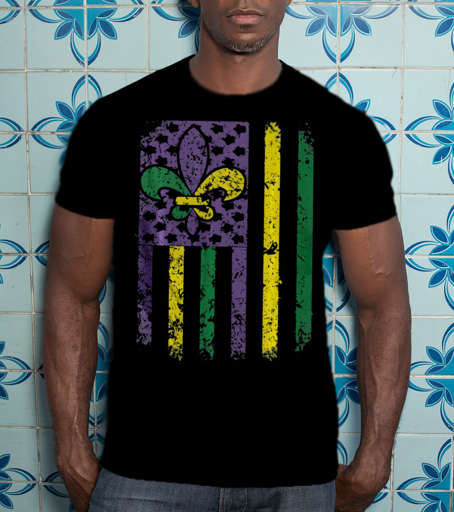Mardi Gras Flag Fleur-de-Lis New Orleans T-Shirt