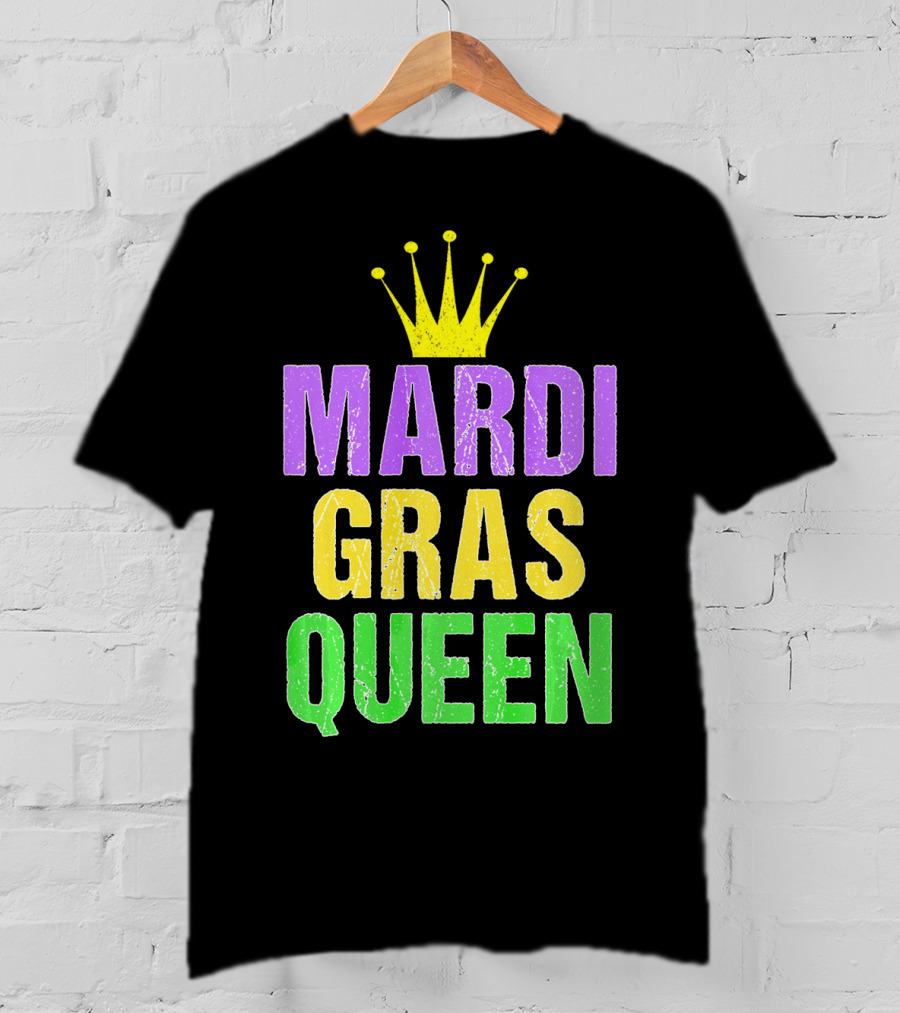Mardi Gras Queen Mardi Gras Crown Purple Yellow Green T-Shirt