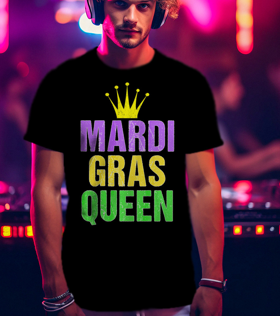 Mardi Gras Queen Mardi Gras Crown Purple Yellow Green T-Shirt
