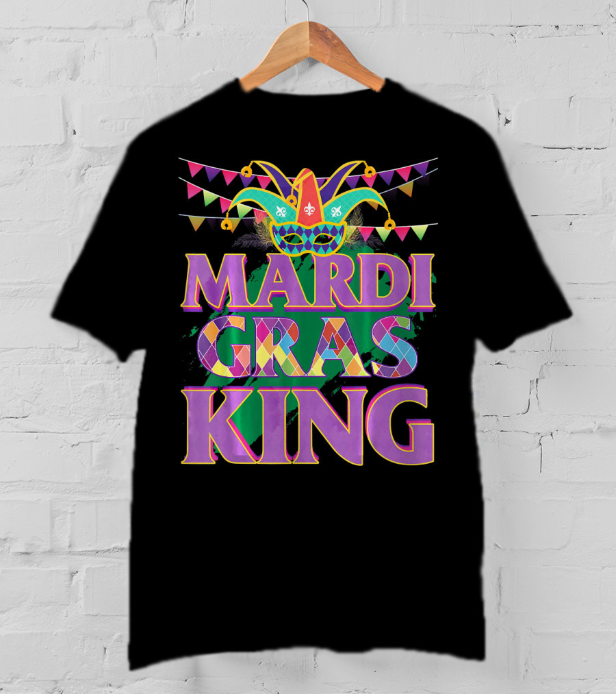 Mardi Gras King Jester Mask Banner Festival T-Shirt