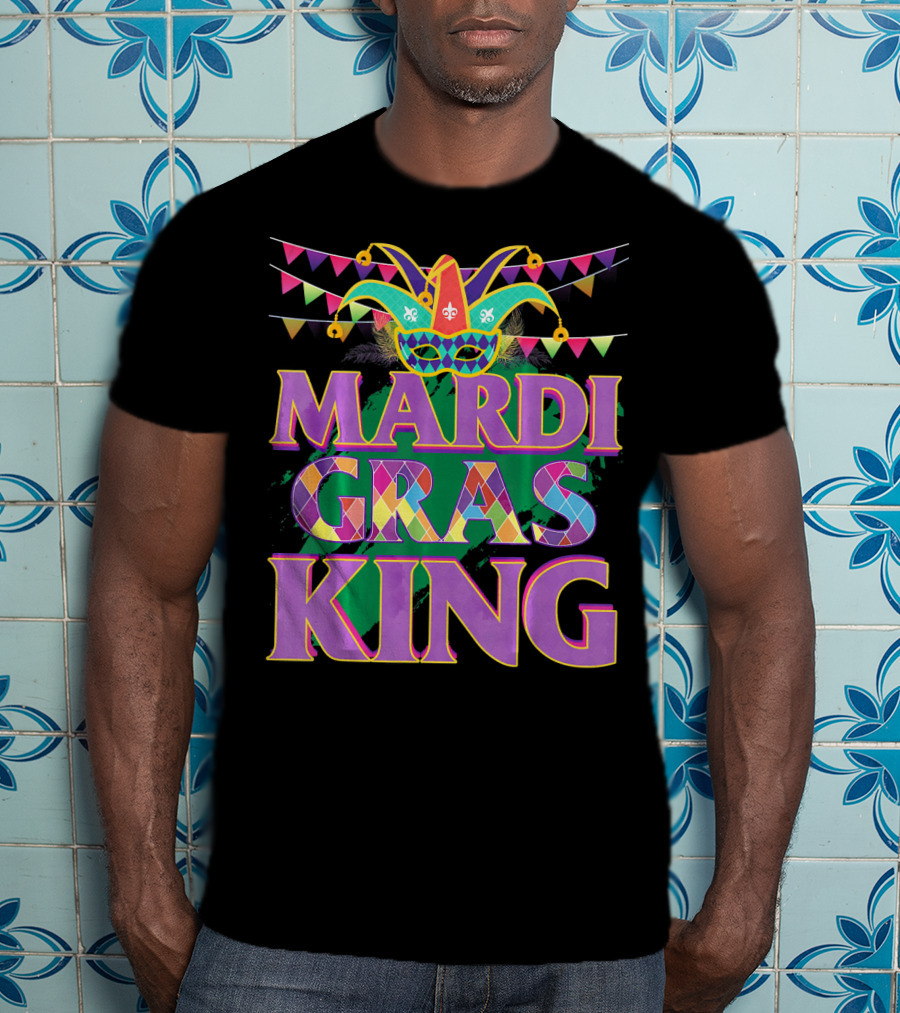 Mardi Gras King Jester Mask Banner Festival T-Shirt