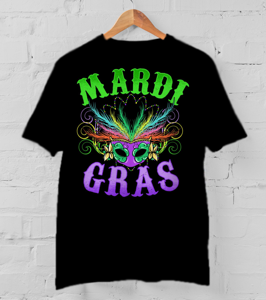 Mardi Gras Feather Mask Festival T-Shirt