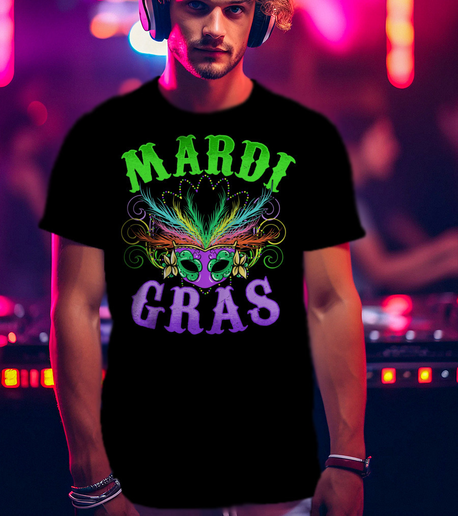 Mardi Gras Feather Mask Festival T-Shirt