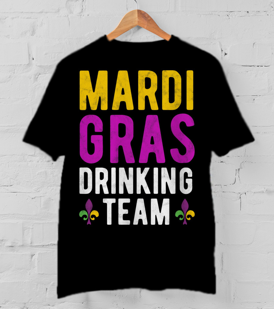 Mardi Gras Drinking Team New Orleans Fleur-de-Lis T-Shirt