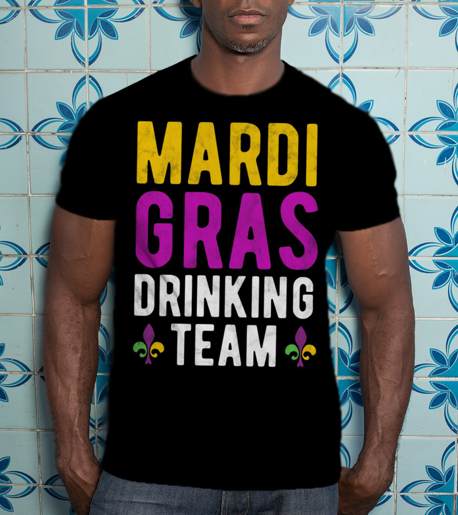 Mardi Gras Drinking Team New Orleans Fleur-de-Lis T-Shirt