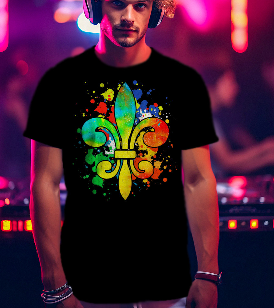 Mardi Gras New Orleans Colorful Fleur De Lis T-Shirt