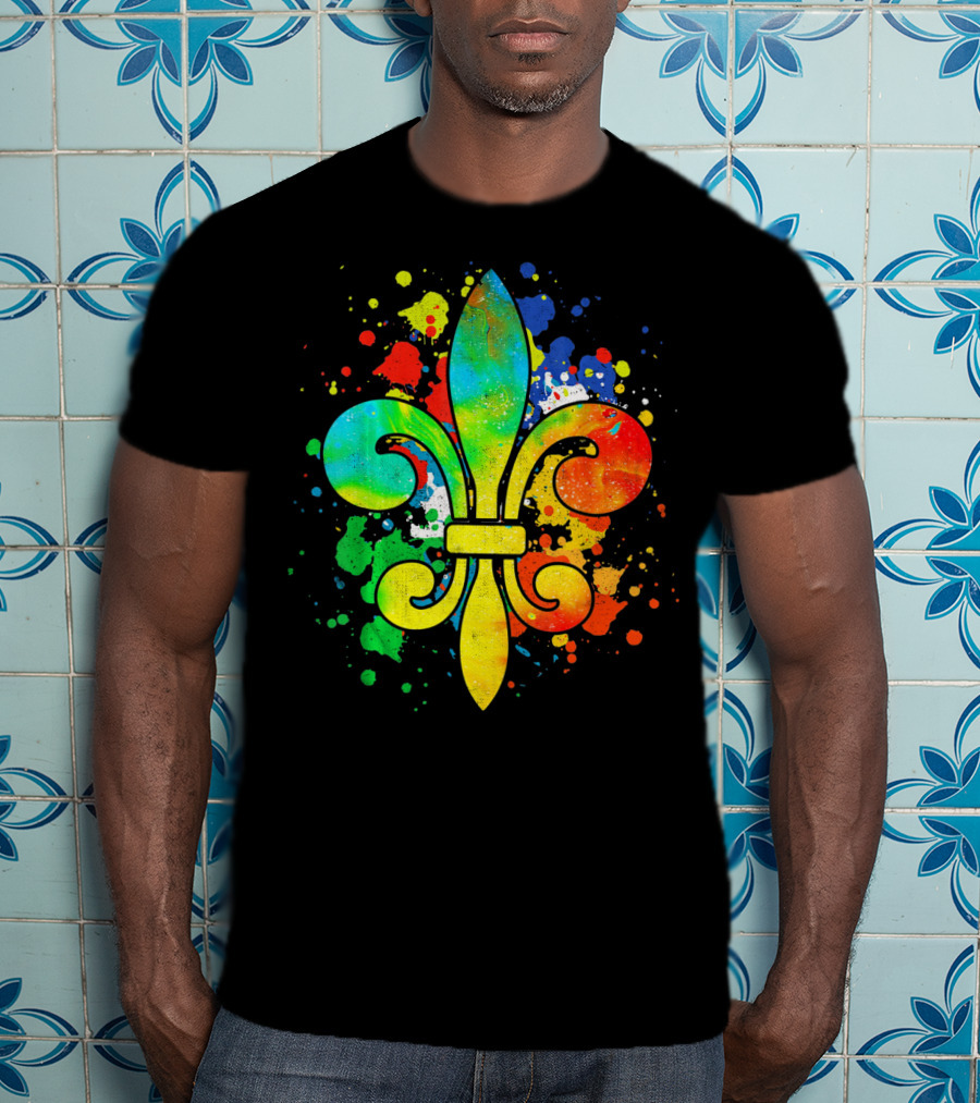 Mardi Gras New Orleans Colorful Fleur De Lis T-Shirt