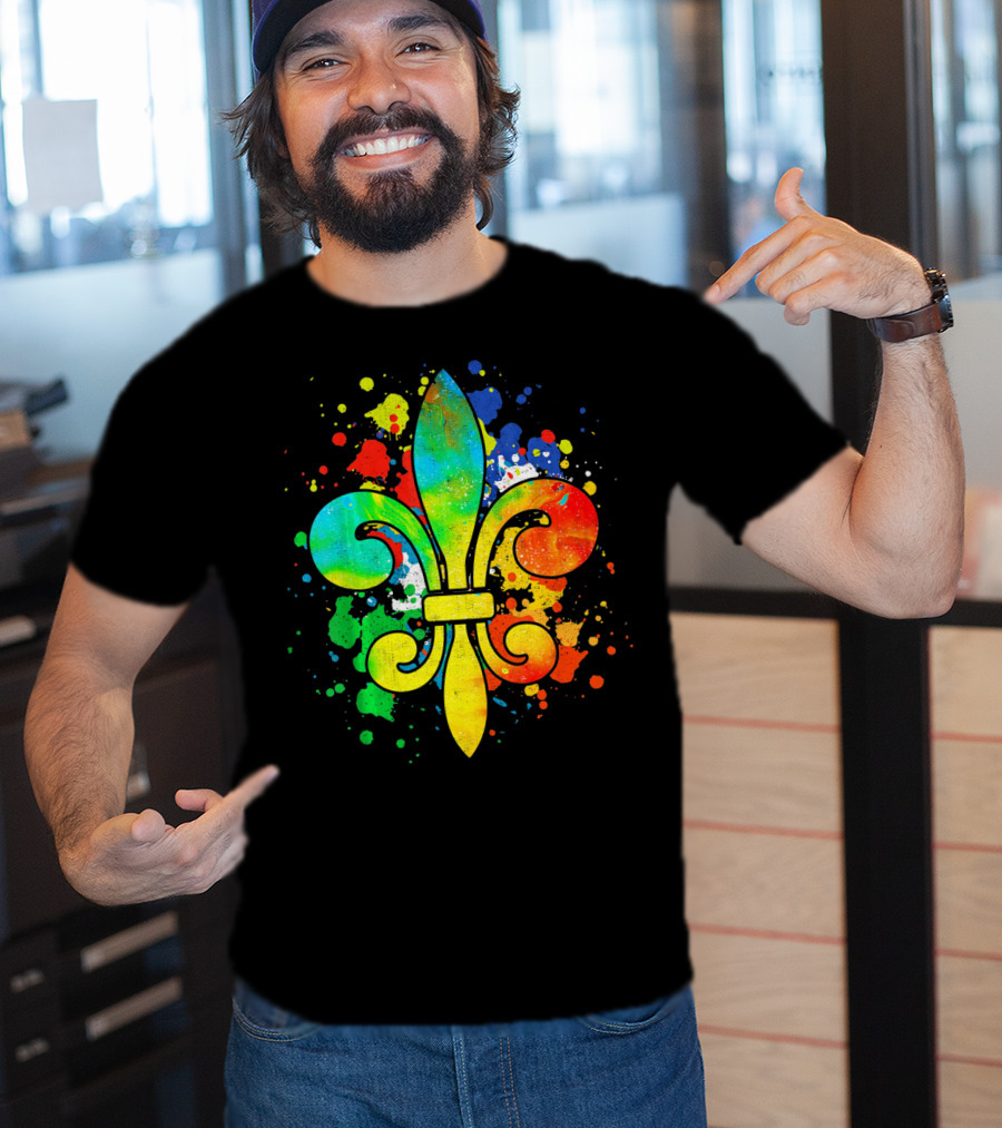 Mardi Gras New Orleans Colorful Fleur De Lis T-Shirt