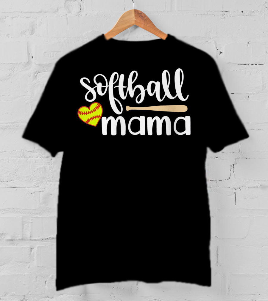 Softball Mama Heart And Bat T-Shirt