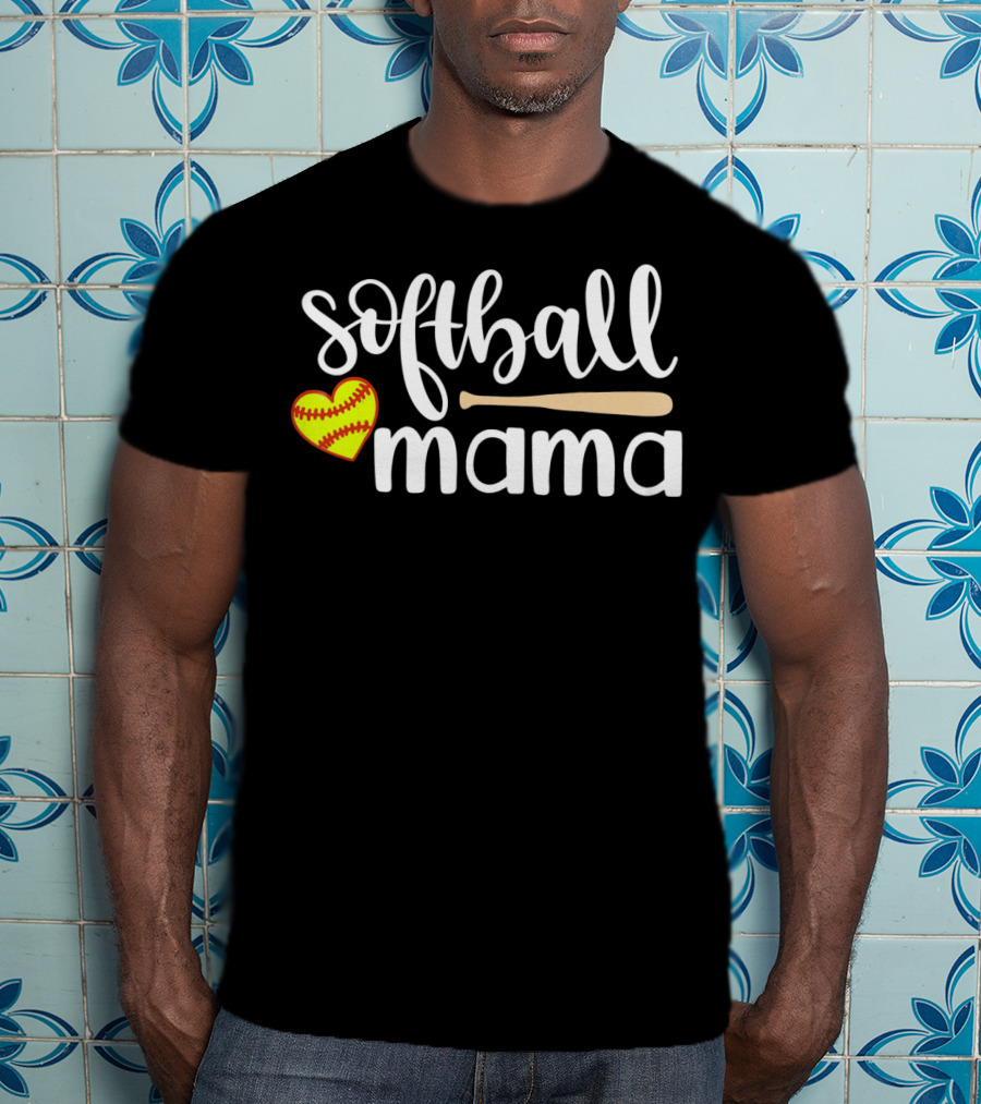 Softball Mama Heart And Bat T-Shirt