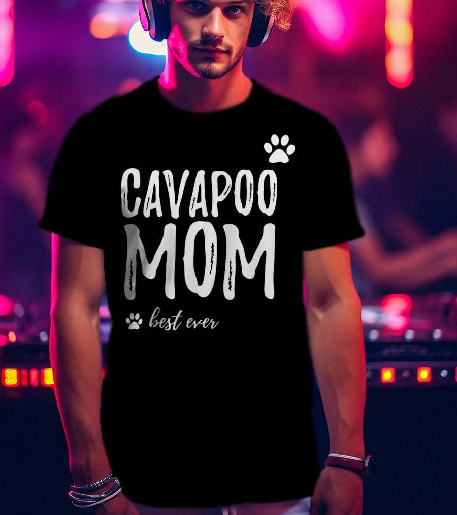 Cavapoo Mom Best Ever Paw Prints T-Shirt