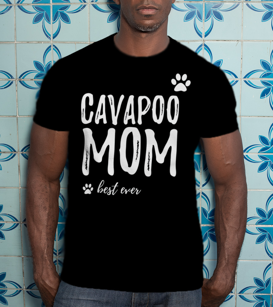 Cavapoo Mom Best Ever Paw Prints T-Shirt