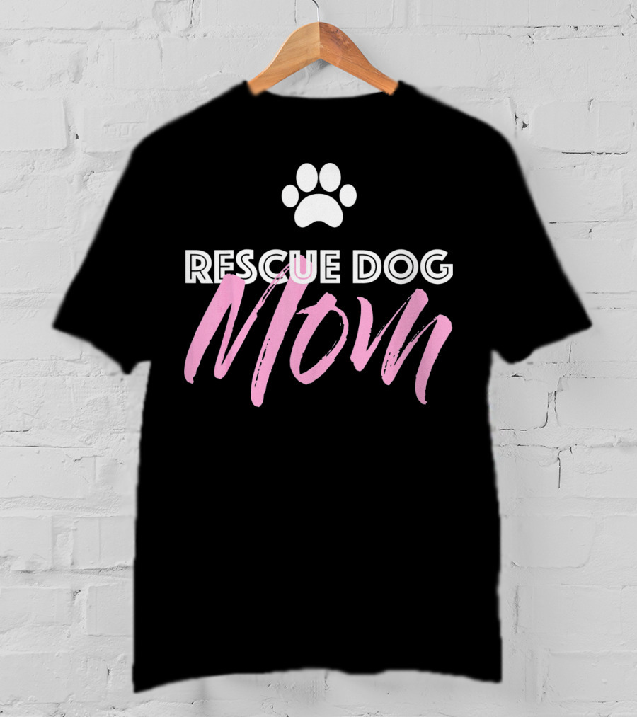 Rescue Dog Mom Paw Print Cute Shelter Dog T-Shirt