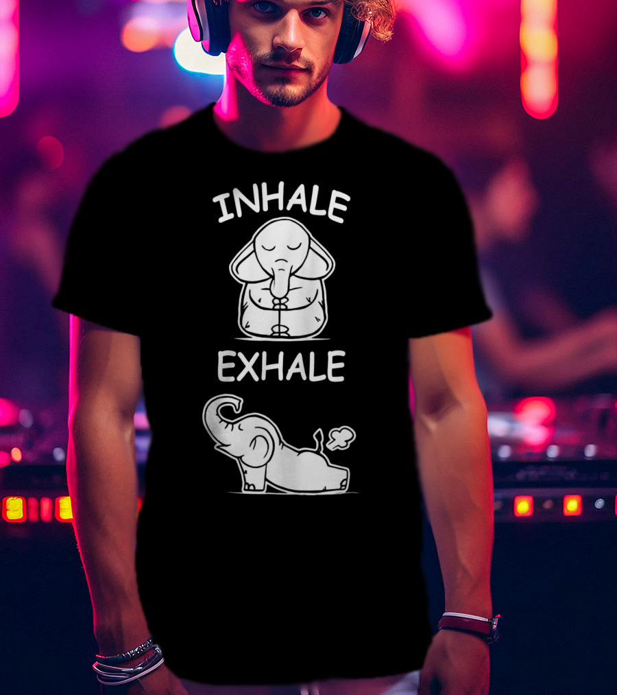 Inhale Exhale Cute Elephant Yoga Lover Meditation T-Shirt