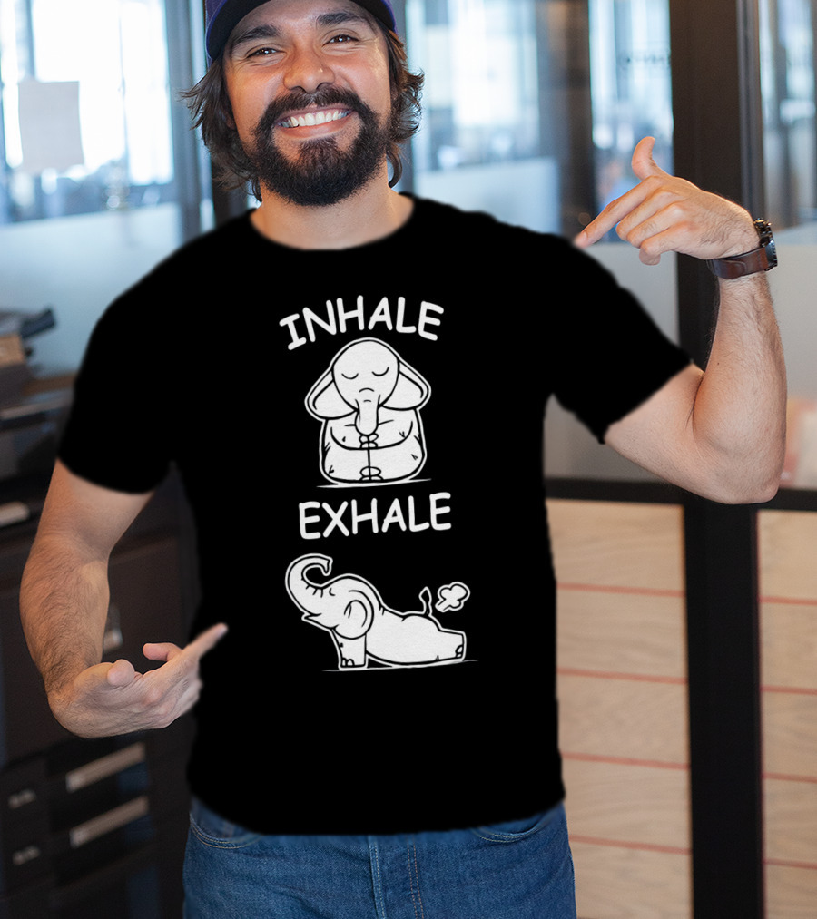 Inhale Exhale Cute Elephant Yoga Lover Meditation T-Shirt