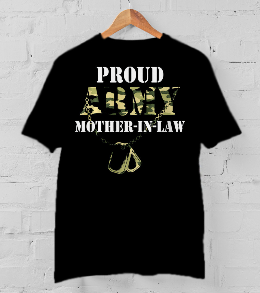 Proud Army Mother-In-Law Camouflage Dog Tags T-Shirt