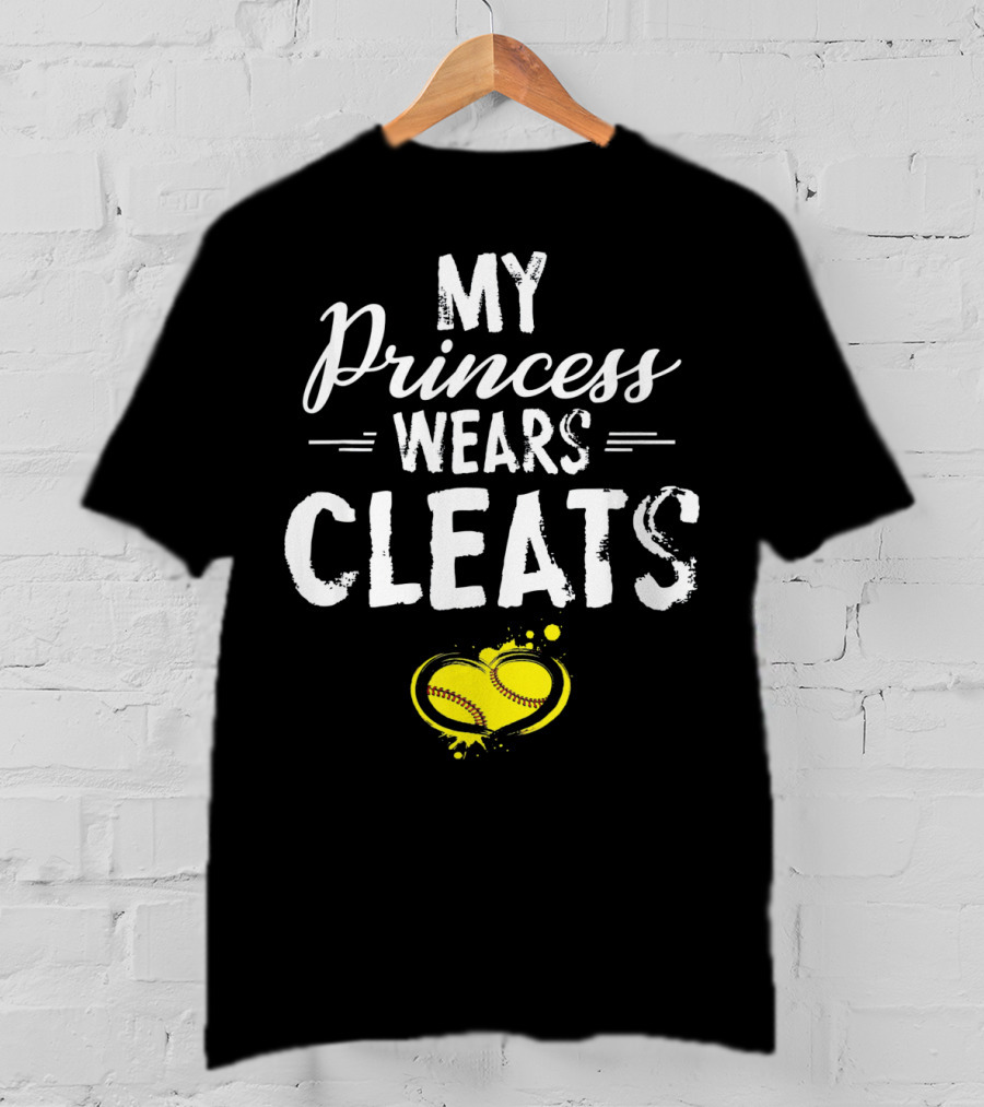 My Princess Wears Cleats Heart Softball T-Shirt