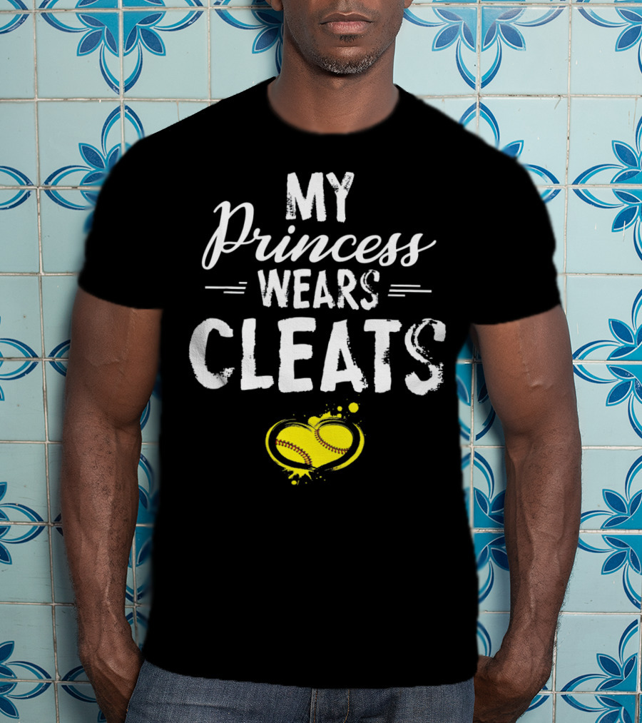 My Princess Wears Cleats Heart Softball T-Shirt