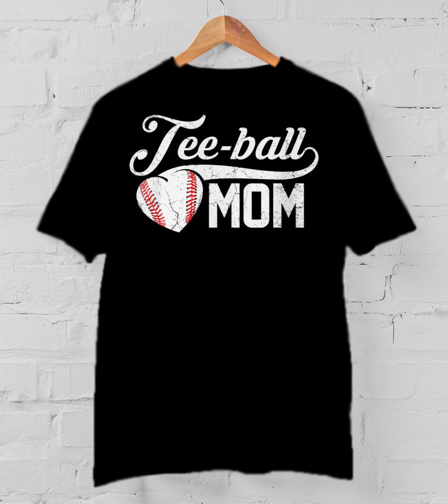 Tee-Ball Mom Heart Baseball T-Shirt