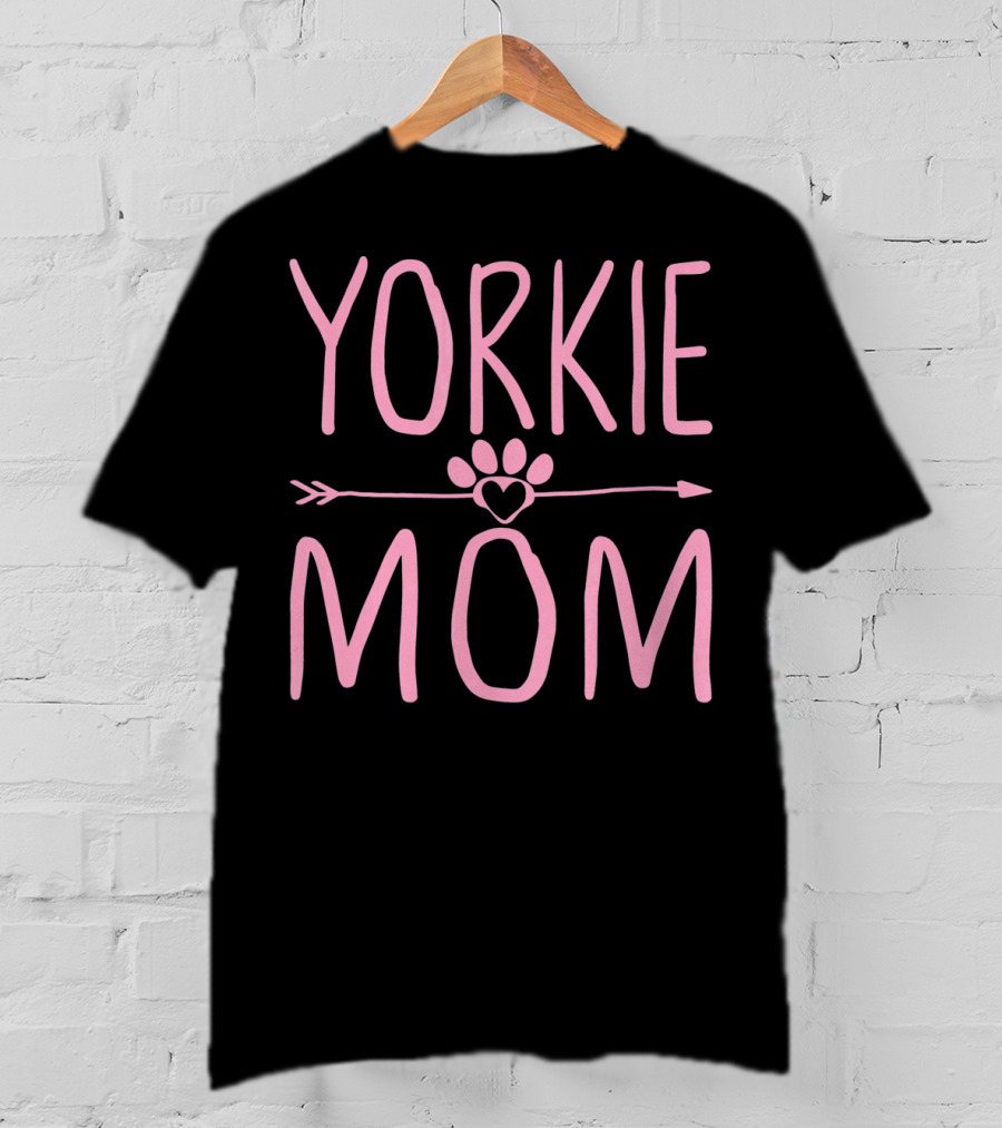 Yorkie Mom Cute Paw Heart Arrow Dog Lover Mama T-Shirt