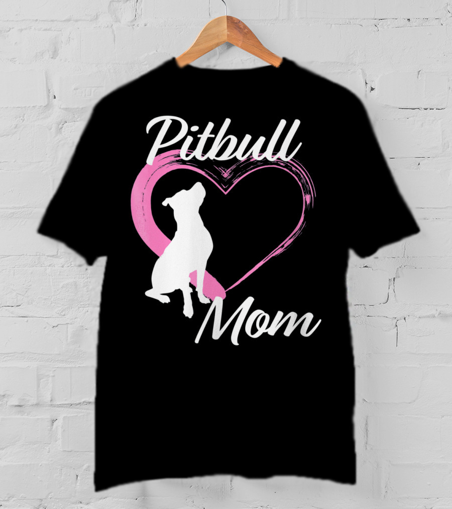 Pitbull Mom Heart Silhouette For Dog Lovers T-Shirt