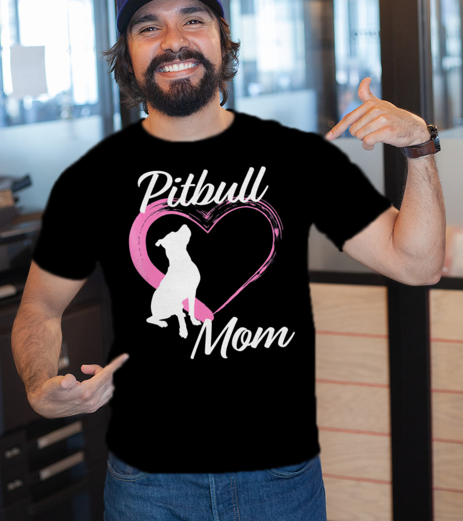 Pitbull Mom Heart Silhouette For Dog Lovers T-Shirt