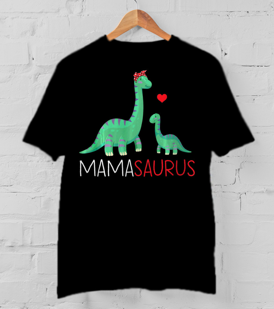 Mamasaurus Rex Mama Saurus Dinosaurs With Heart And Bow T-Shirt