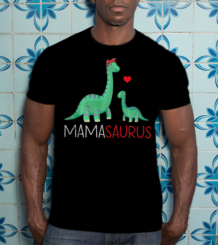 Mamasaurus Rex Mama Saurus Dinosaurs With Heart And Bow T-Shirt
