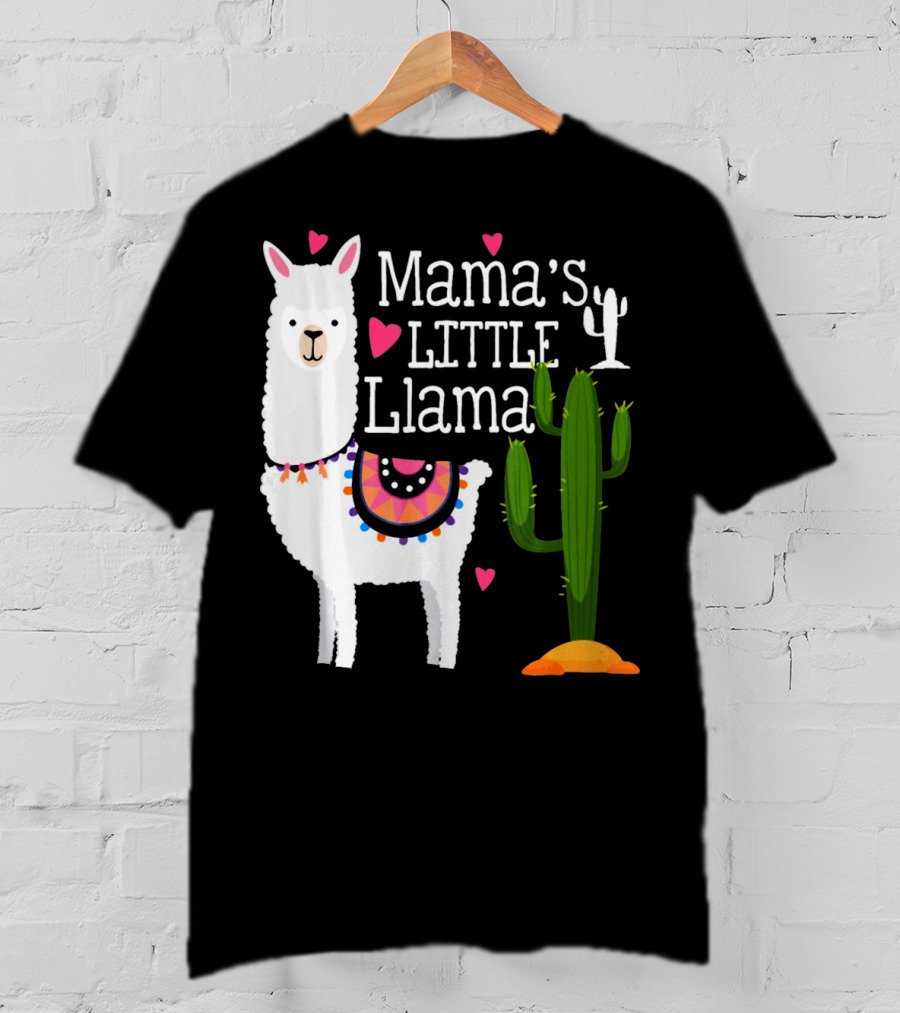 Mama's Little Llama Cute Heart Cactus T-Shirt