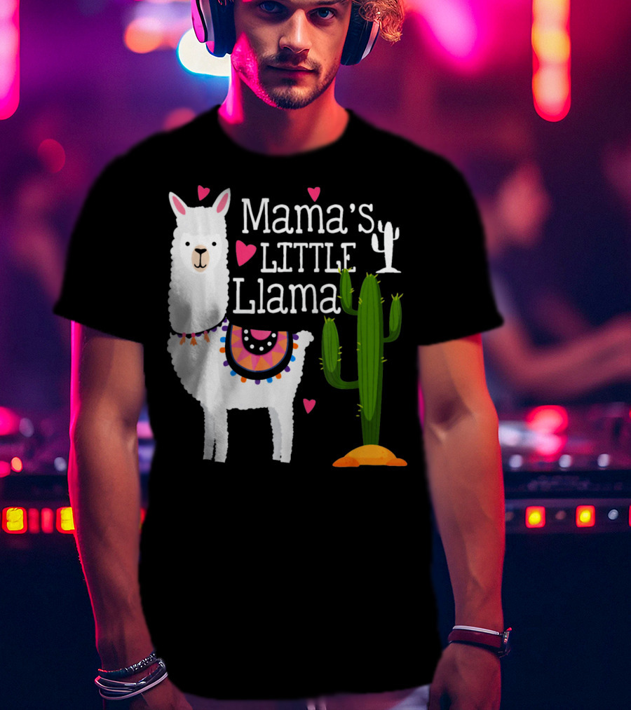 Mama's Little Llama Cute Heart Cactus T-Shirt