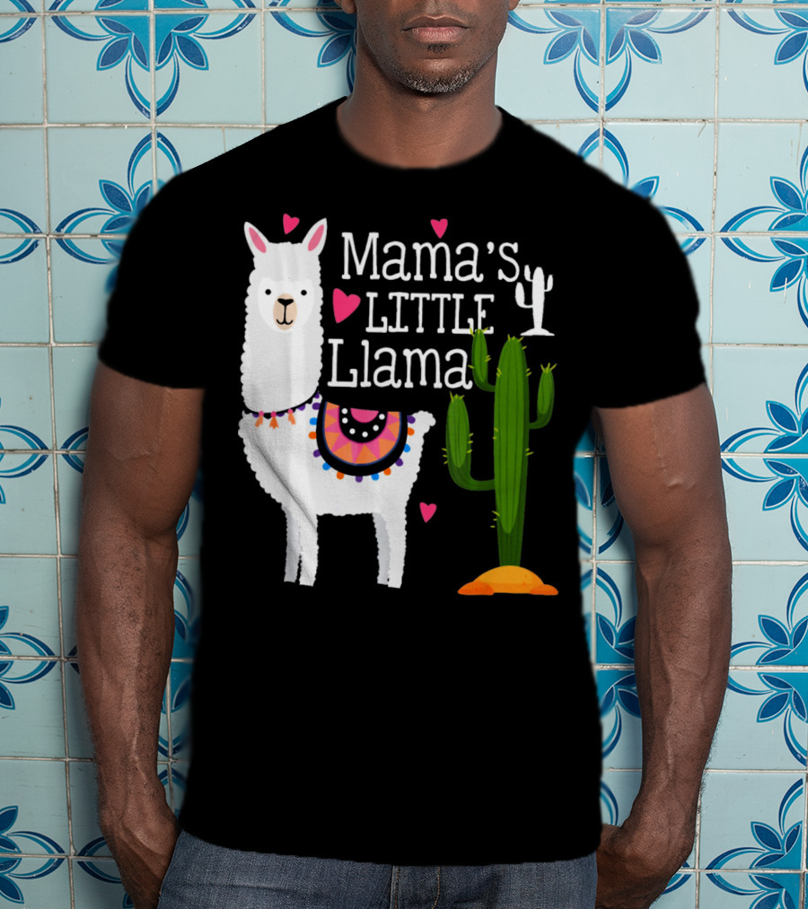 Mama's Little Llama Cute Heart Cactus T-Shirt