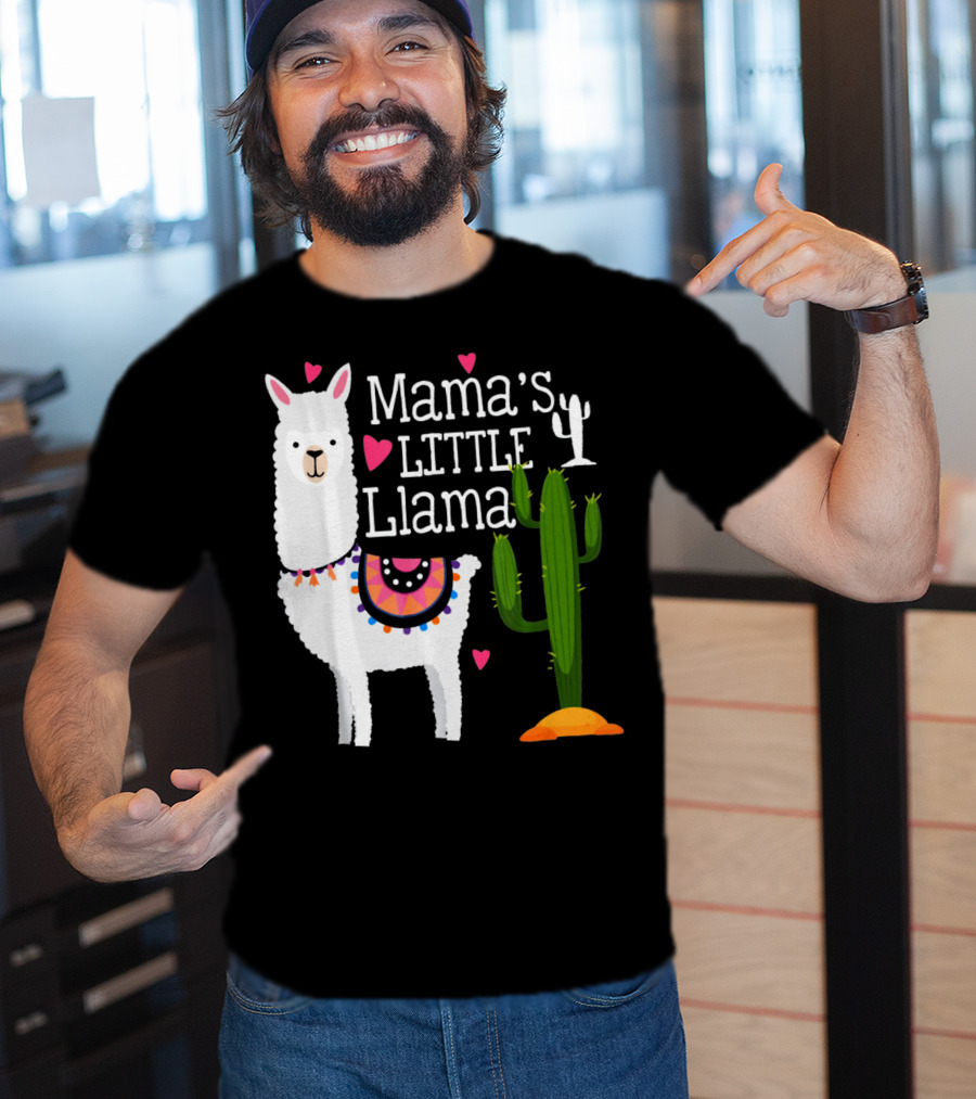 Mama's Little Llama Cute Heart Cactus T-Shirt