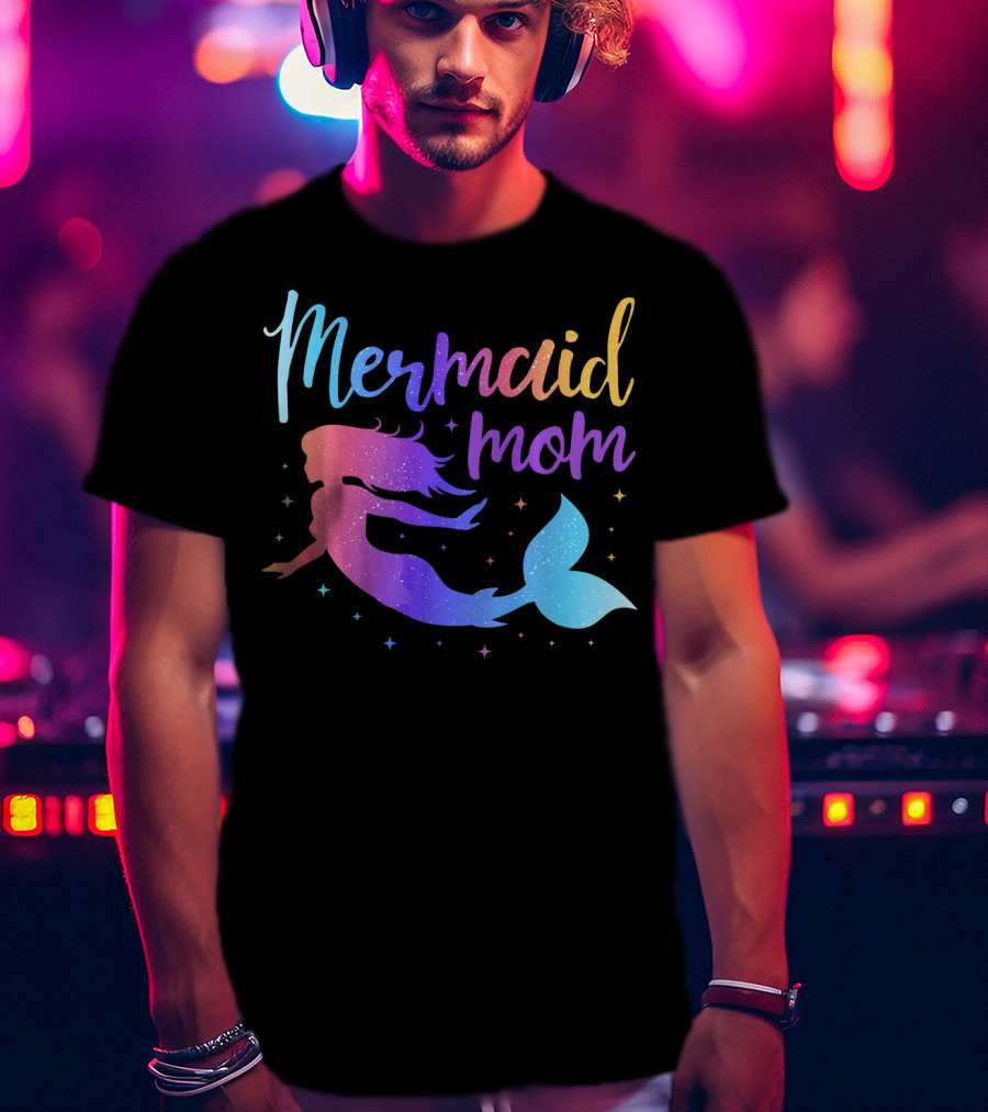 Mermaid Mom Gradient Silhouette For Bachelorette Party T-Shirt