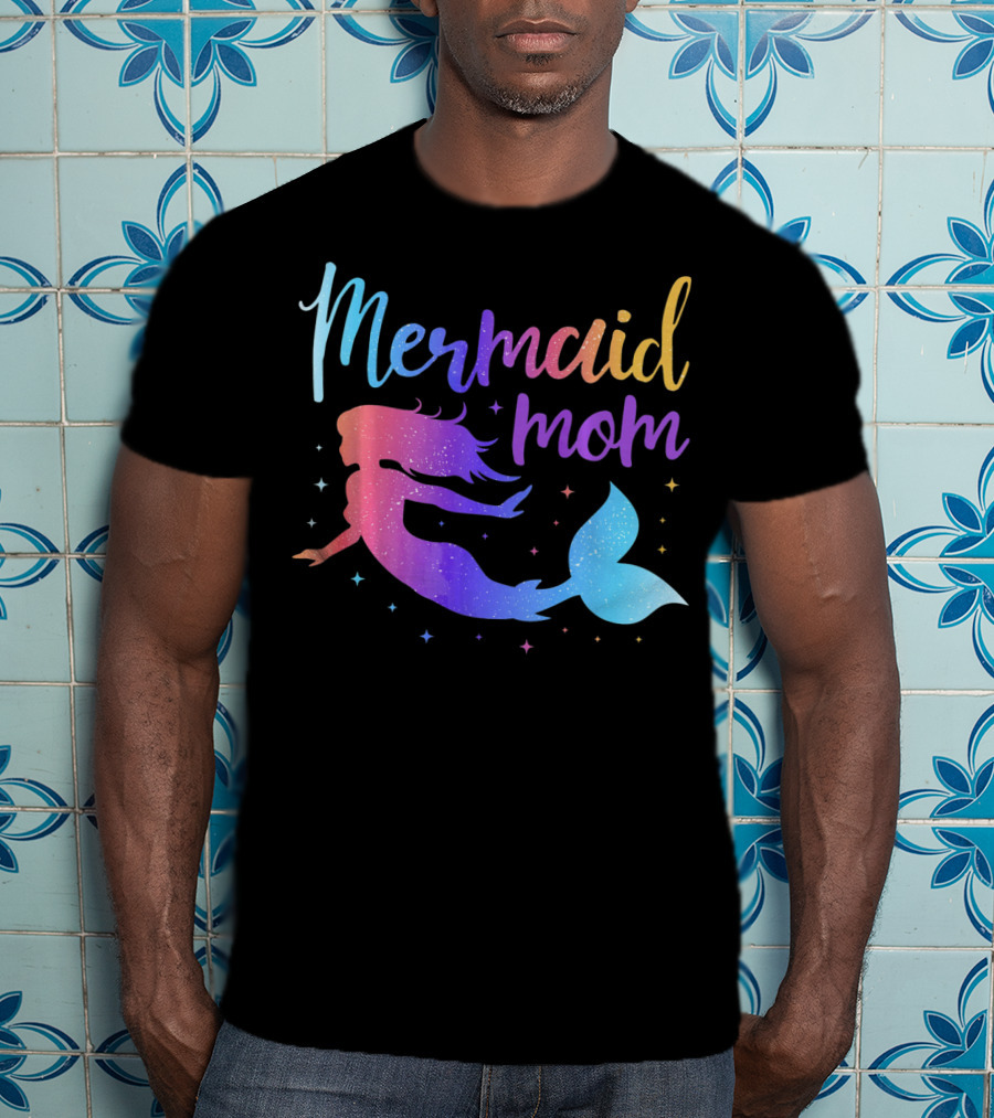 Mermaid Mom Gradient Silhouette For Bachelorette Party T-Shirt
