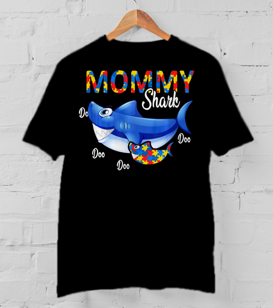 MOMMY Shark Puzzle Autism Awareness Doo Doo T-Shirt