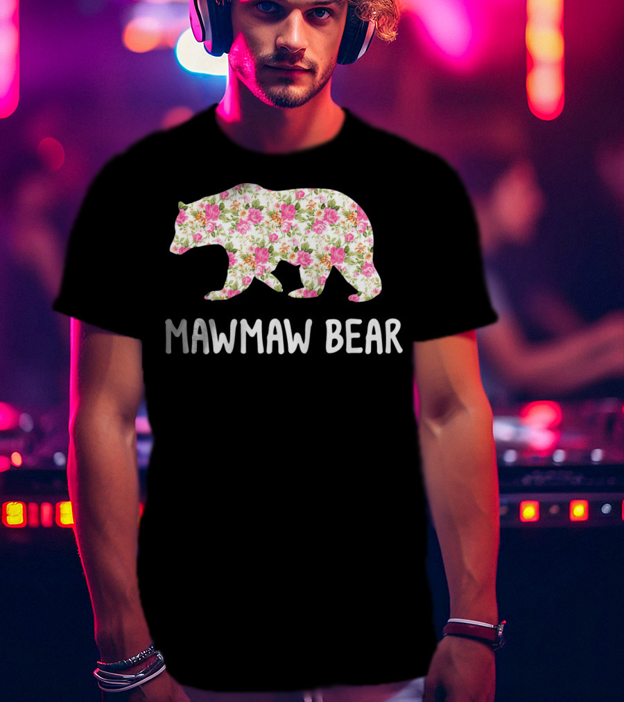 Mawmaw Bear Floral Grandmother T-Shirt