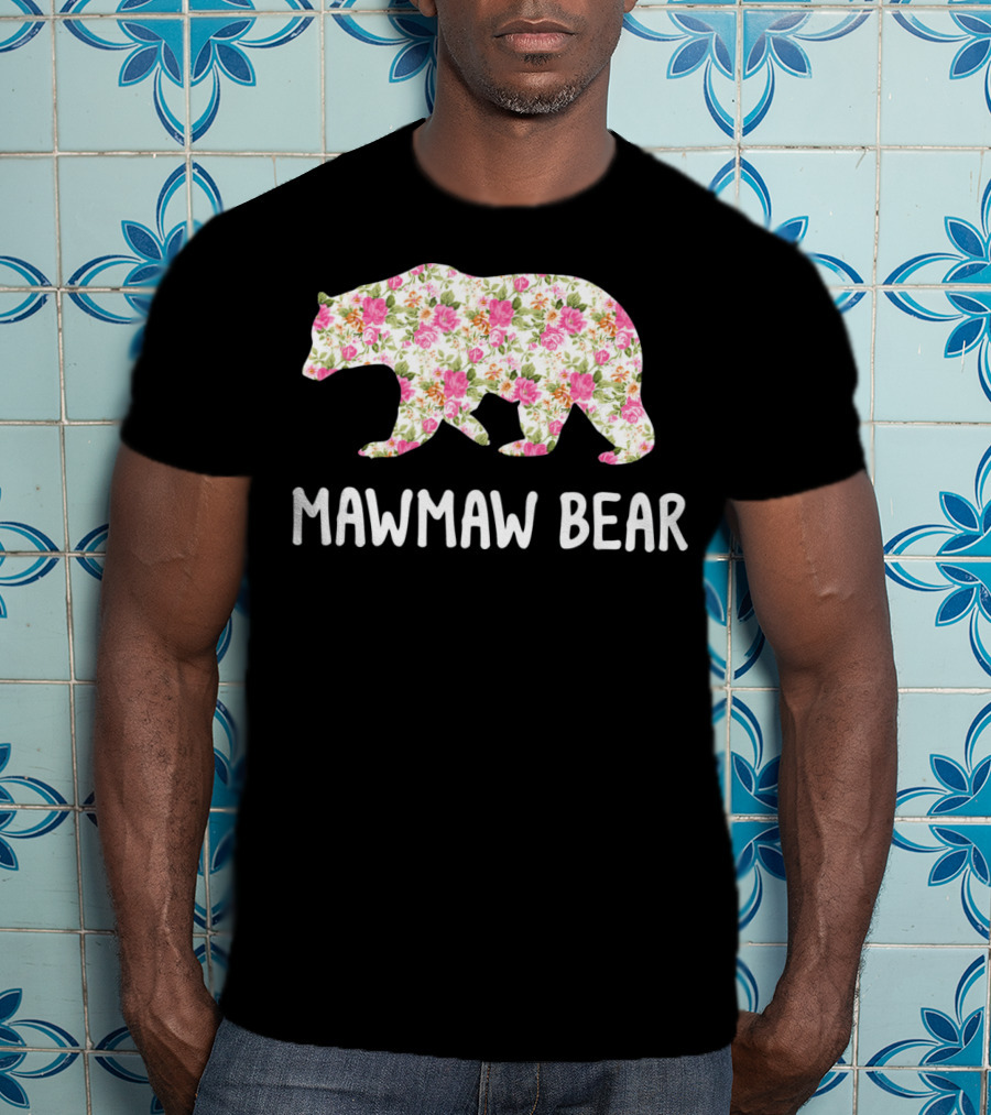 Mawmaw Bear Floral Grandmother T-Shirt