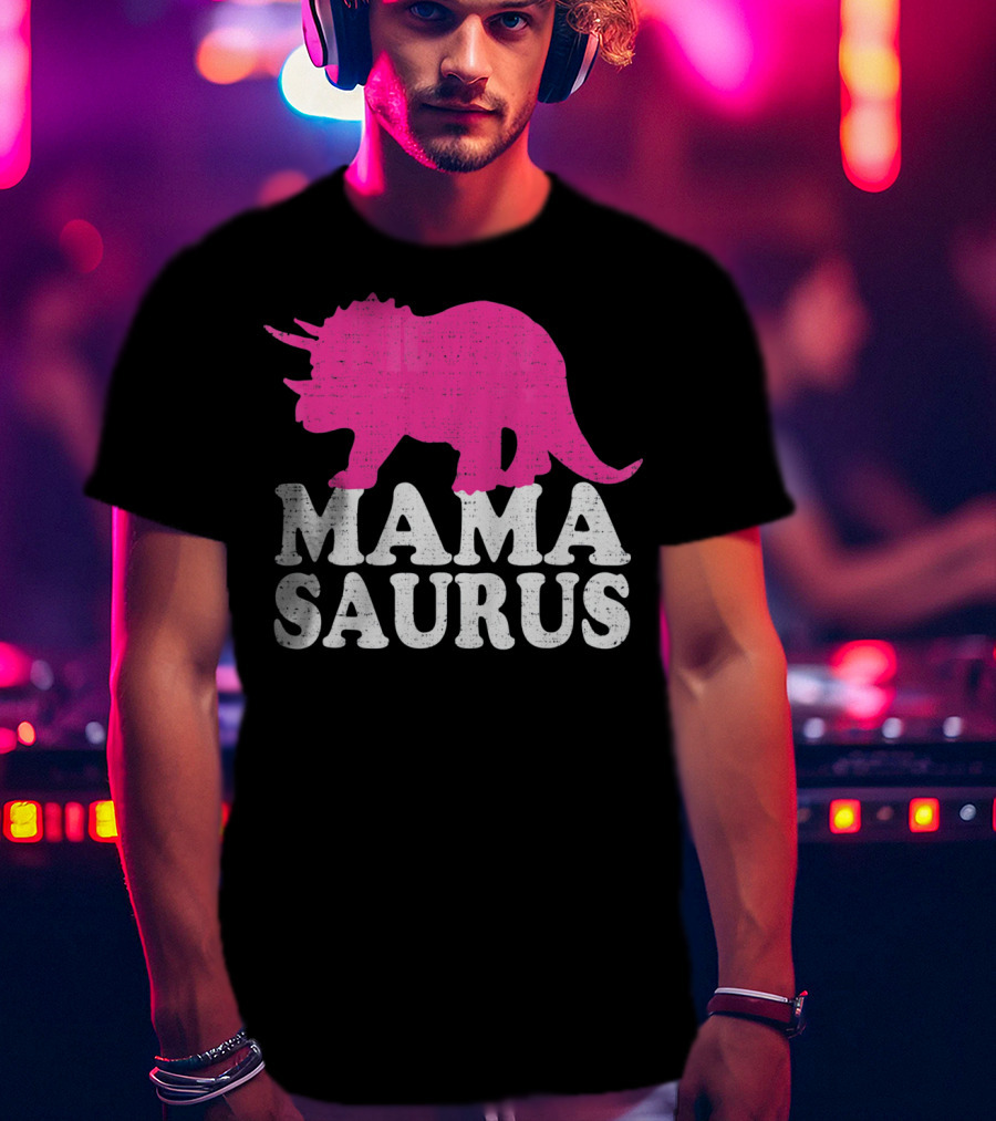 MAMASAURUS Pink Triceratops T-Shirt