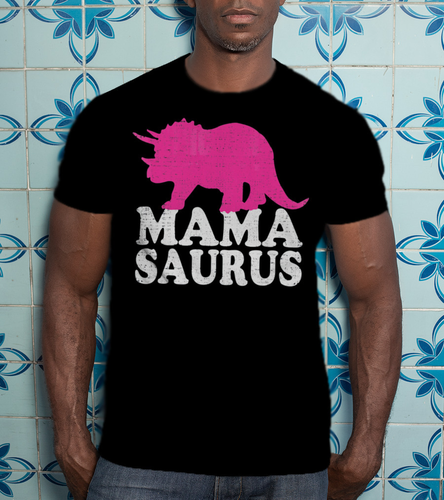 MAMASAURUS Pink Triceratops T-Shirt