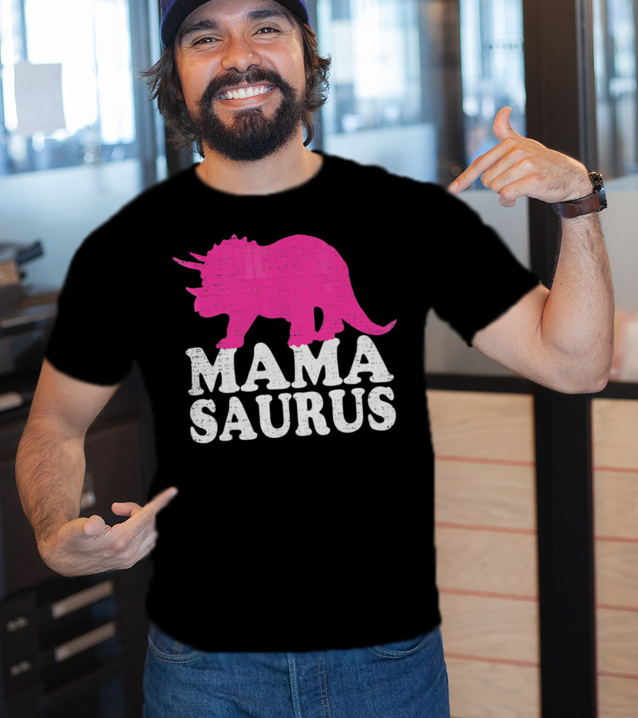 MAMASAURUS Pink Triceratops T-Shirt