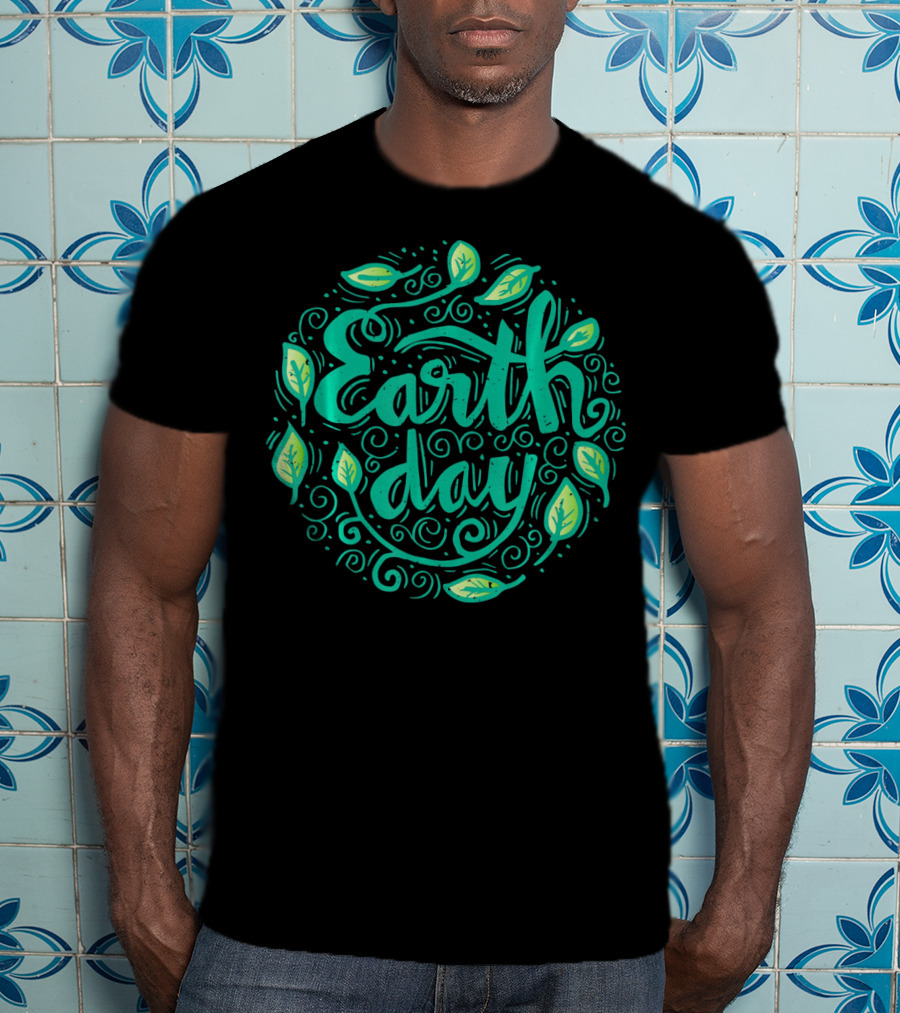 Earth Day Green Leaf Swirl T-Shirt